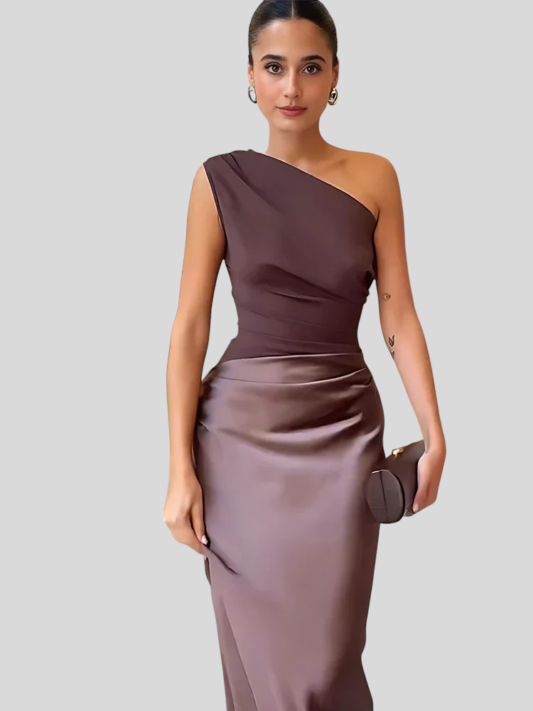 Amber – Saten Haljina Na Jedno Rame, Maxi Duljine Maja Zagreb