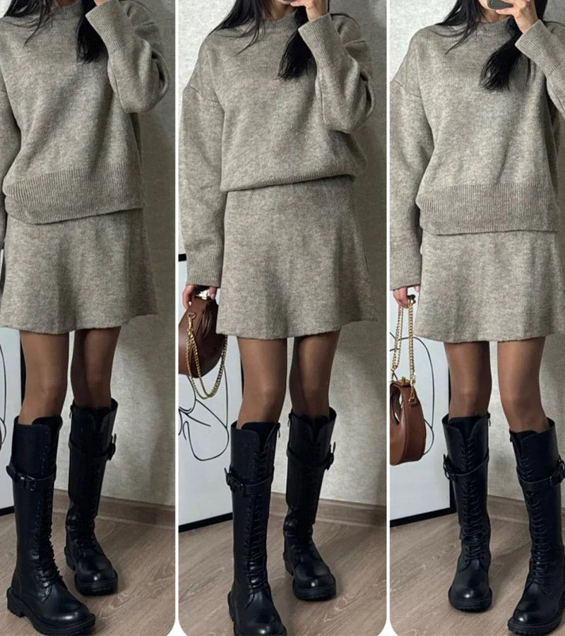 Velara - Pleteni Set - Oversize Pulover + Minica Maja Zagreb