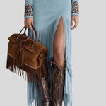 Brigita - Izvezena Maxi Haljina Od Umjetne Brušene Kože S Polovičnim Patentom Maja Zagreb