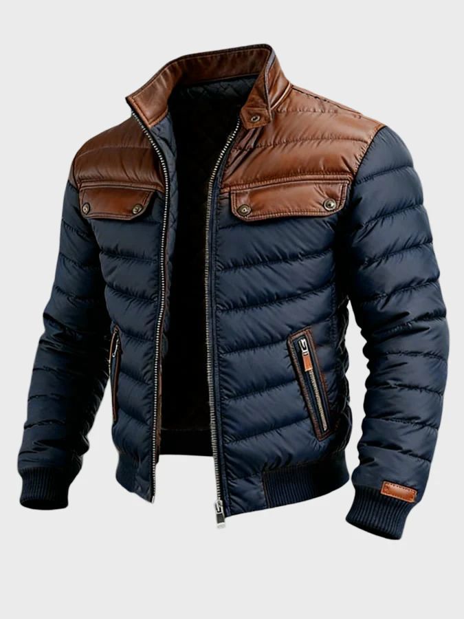 Marko – Prošivena plava jakna s kožnim detaljima Maja Zagreb