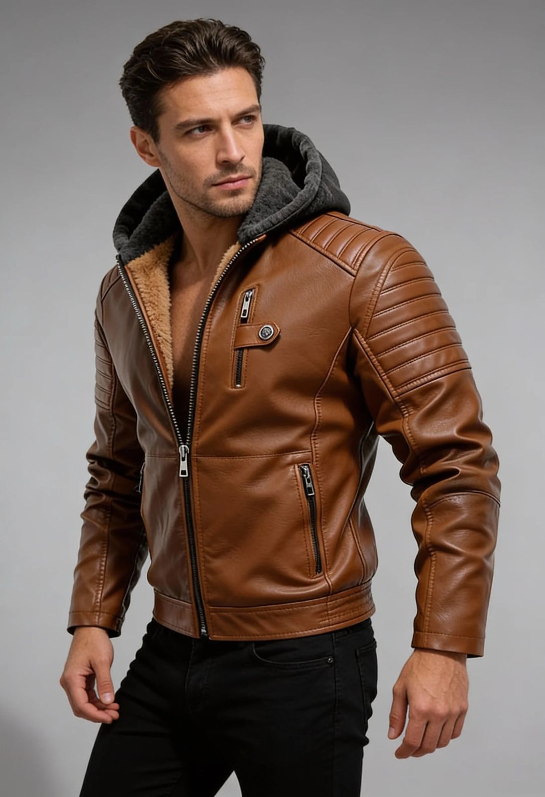 Matej – Kožna jakna s kapuljačom i podstavom Maja Zagreb