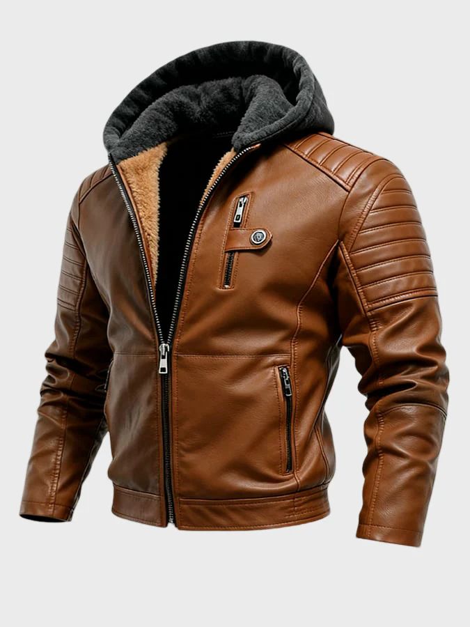 Matej – Kožna jakna s kapuljačom i podstavom Maja Zagreb
