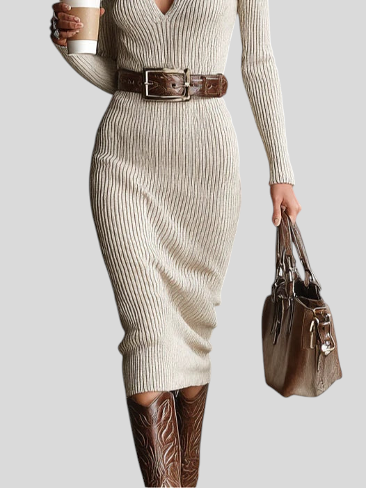 Clarice – Pletena Haljina Sa Srednje Visokim Ovratnikom I Remenom Maja Zagreb