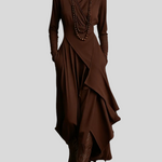 Giorgia – Asimetrična Maxi Haljina S Naborima I Visokim Ovratnikom Maja Zagreb