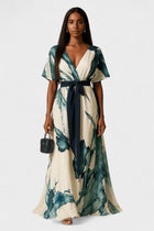 Elaina - Duga haljina s akvarelnim uzorkom