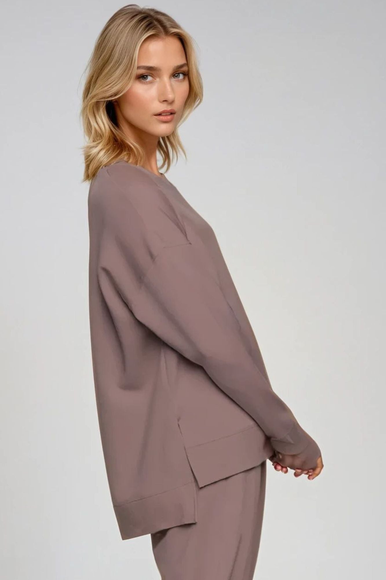Supersoft Longline Sweatshirt Taupe Maja Zagreb
