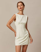 Bežna mini haljina s brodom na vratu i mašnom na leđima